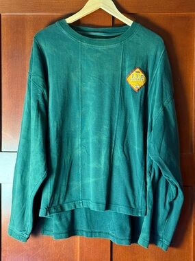 90’s Vintage B.U.M. Equipment Green Pigment Dyed Cotton Oversized Pullover XL